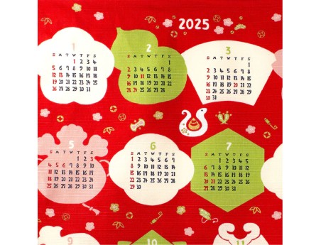 Furoshiki 50 cm Snake Shiki no Iredori, Rode Kalender