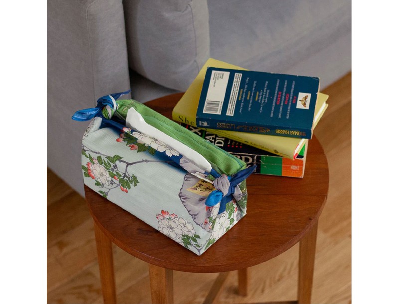 Furoshiki 48 cm - Ukiyo-e - Santuario Suijin e Massaki sul fiume Sumidagawa Blu Navy