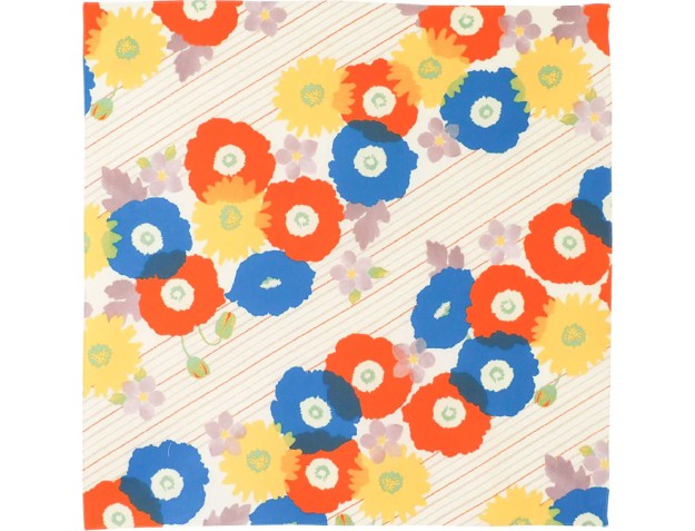 Furoshiki 45 cm - Cohare - Fleurs et rayures beiges