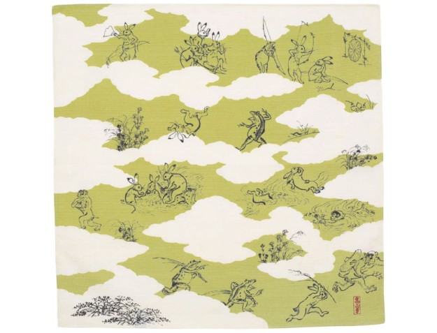 Furoshiki 48 cm - Choju jinbutsu giga - Lapins, grenouilles et singes parmi les nuages ​
