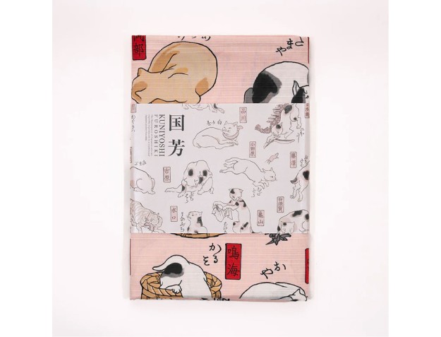 Furoshiki 104 cm - Les chats aiment les cinquante-trois stations du Tokaido 2