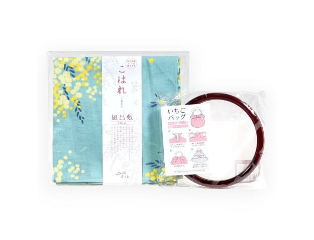 Set Furoshiki Mimosa & Bruine handgrepen