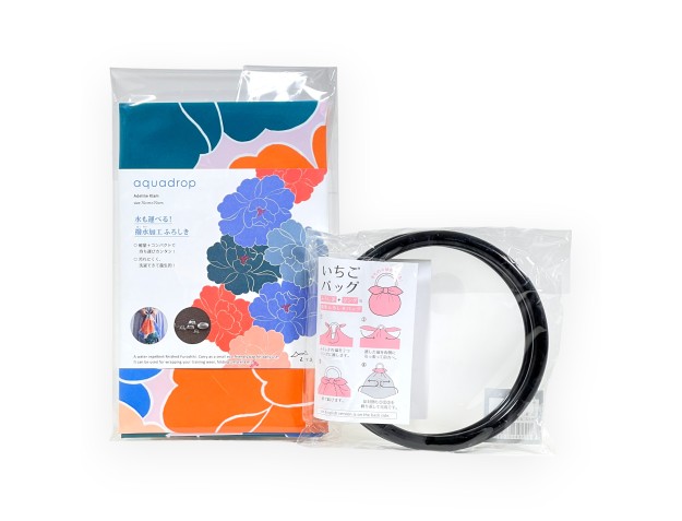 Set Furoshiki pioenrozen & zwarte handgrepen