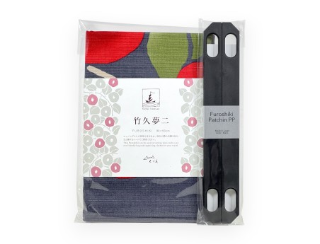 Set Furoshiki Camellia & zwarte handgrepen