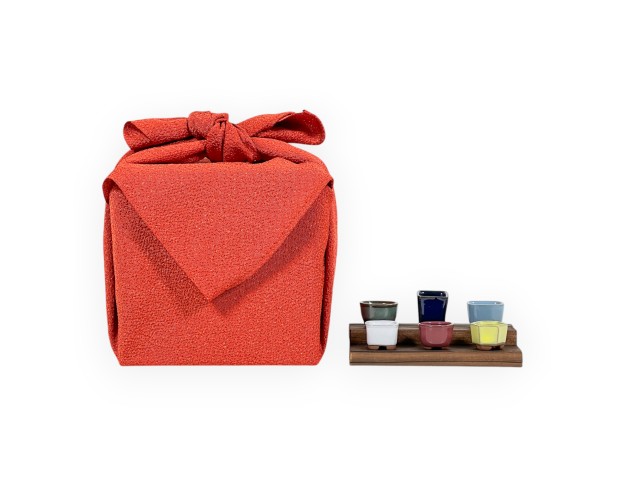 Set Mini potjes & rood Furoshiki 45 cm