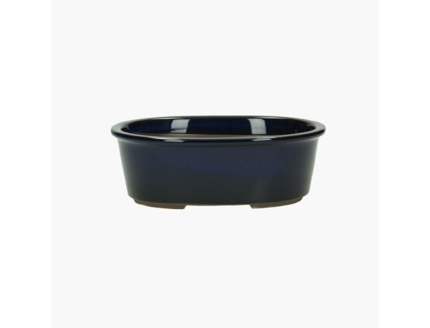 Oval glazed stoneware Japanese Bonsai pot - 15 cm