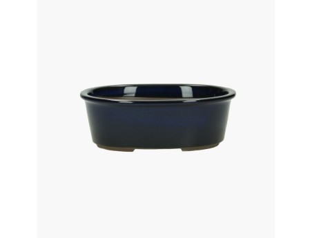 Japanischer Bonsai Topf aus glasiertem Steinzeug, oval - 15 cm