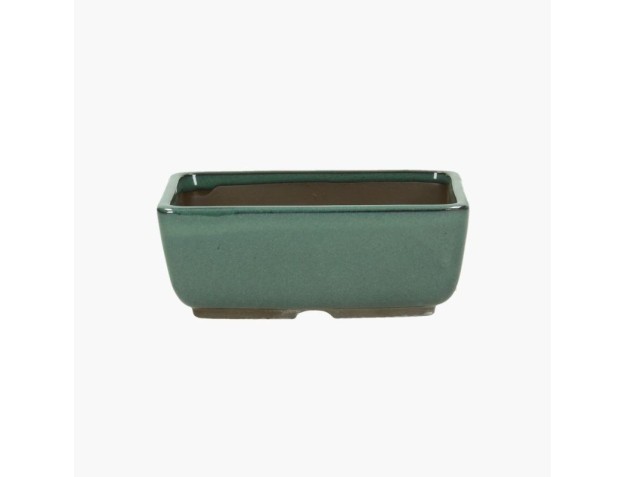 Rectangular glazed stoneware Japanese Bonsai pot - 14 cm
