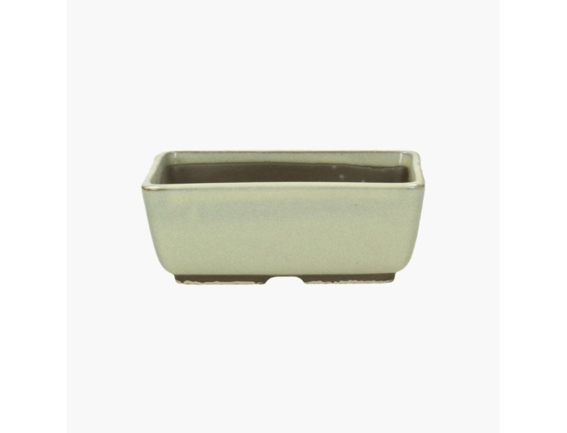 Rectangular glazed stoneware Japanese Bonsai pot - 14 cm