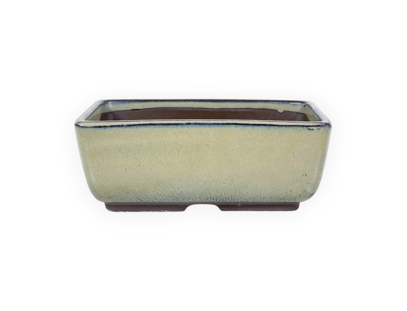 Rectangular glazed stoneware Japanese Bonsai pot - 14 cm