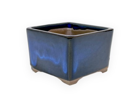 Vierkant geglazuurde aardewerk Japanse Bonsai pot - 7,5 cm