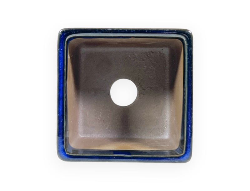 Vierkant geglazuurde aardewerk Japanse Bonsai pot - 7,5 cm