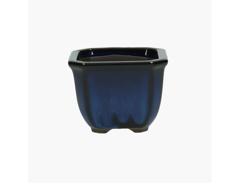 Pot octogonal grès émaillé pour bonsaïs japonais - 15 cm
