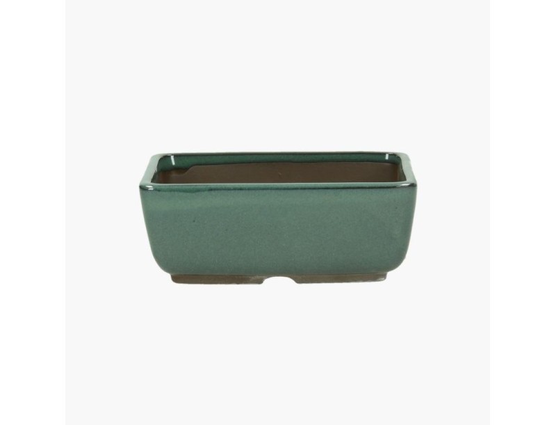 Pot rectangulaire grès émaillé pour bonsaïs japonais - 12 cm