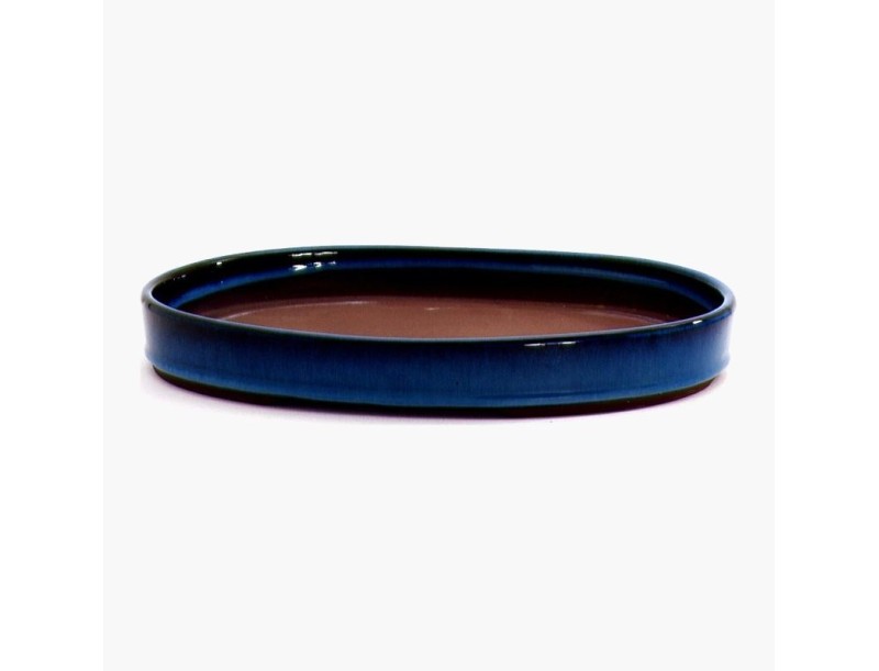 Japanischer Bonsai Topf aus glasiertem Steinzeug, oval - 27,5 cm
