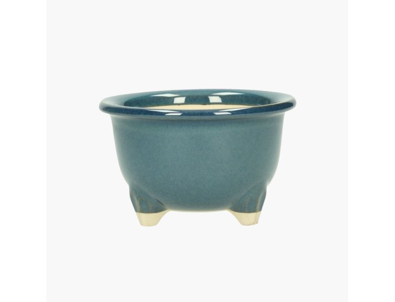 Rond geglazuurde aardewerk Japanse Bonsai pot - 13 cm