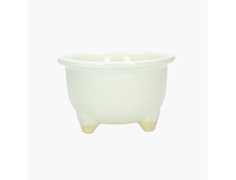 Round glazed stoneware Japanese Bonsai pot - 10,5 cm