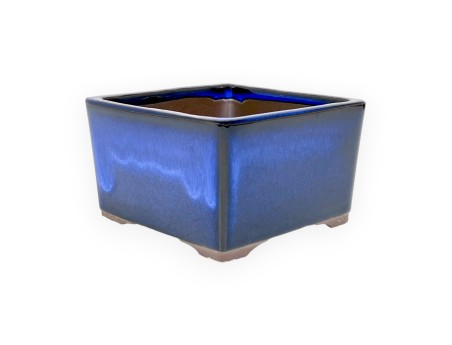 Square glazed stoneware Japanese Bonsai pot - 10 cm