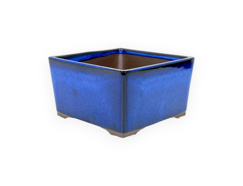Pot carré en grès émaillé pour bonsaïs japonais - 12 cm