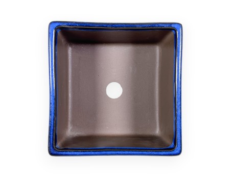 Pot carré en grès émaillé pour bonsaïs japonais - 12 cm
