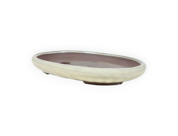 Oval glazed stoneware Japanese Bonsai pot - 19,5 cm 2