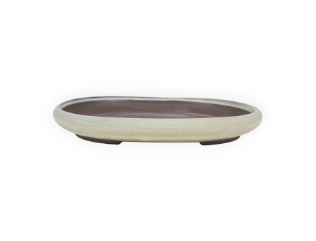 Japanischer Bonsai Topf glasiertem Steingut, oval - 26,5 cm