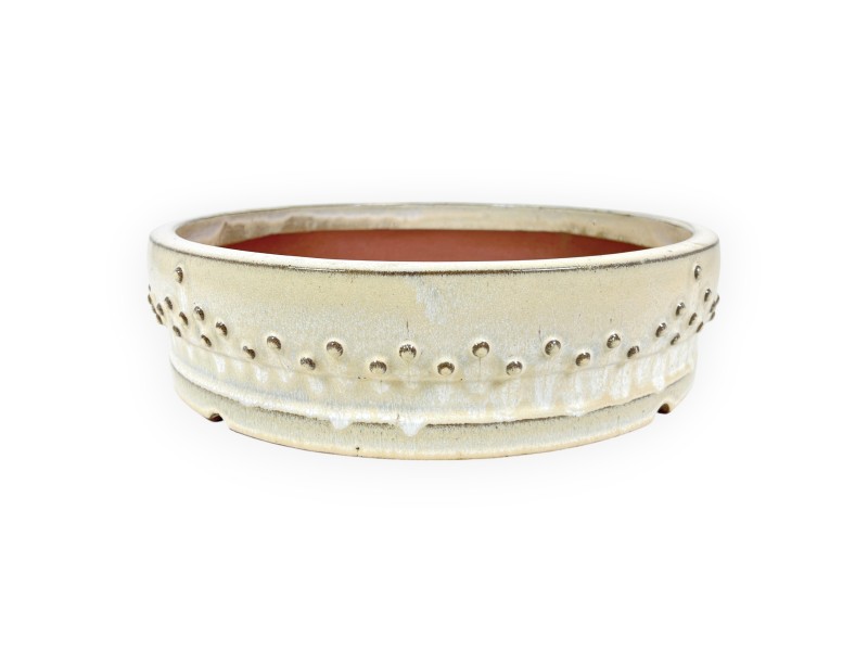 Round glazed stoneware Chinese Bonsai pot - 37,5 cm