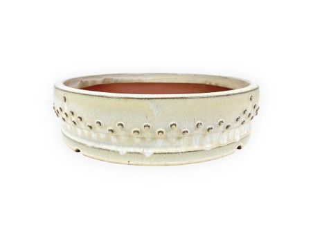 Pot rond en grès émaillé pour bonsaïs chinois - 37,5 cm