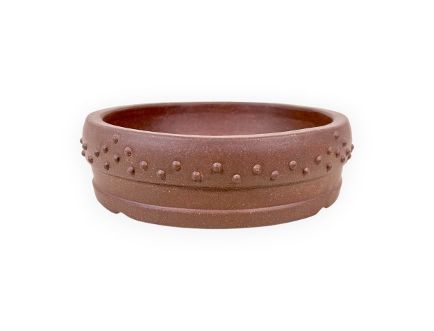 Rond ongeglazuurde steengoed Chinese Bonsai pot - 15,5 cm