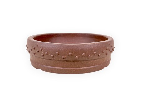 Rond ongeglazuurde steengoed Chinese Bonsai pot - 15,5 cm