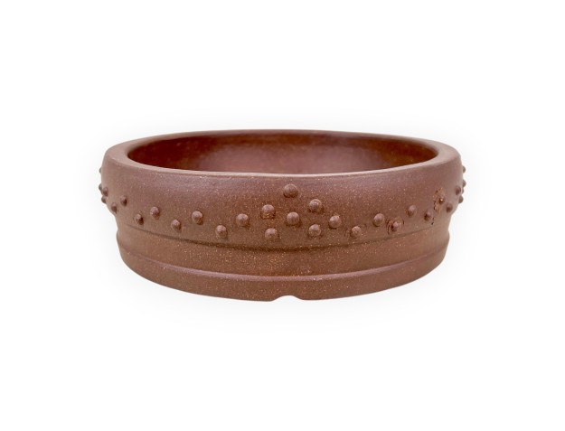 Rond ongeglazuurde steengoed Chinese Bonsai pot - 15,5 cm 2