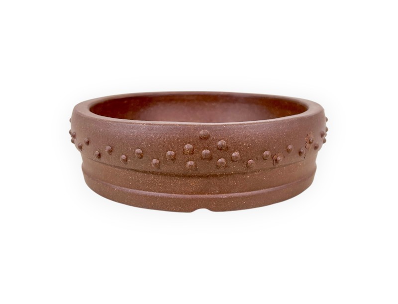 Round unglazed stoneware Chinese Bonsai pot - 15,5 cm