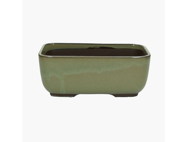 Rectangular glazed stoneware Japanese Bonsai pot - 21,5 cm