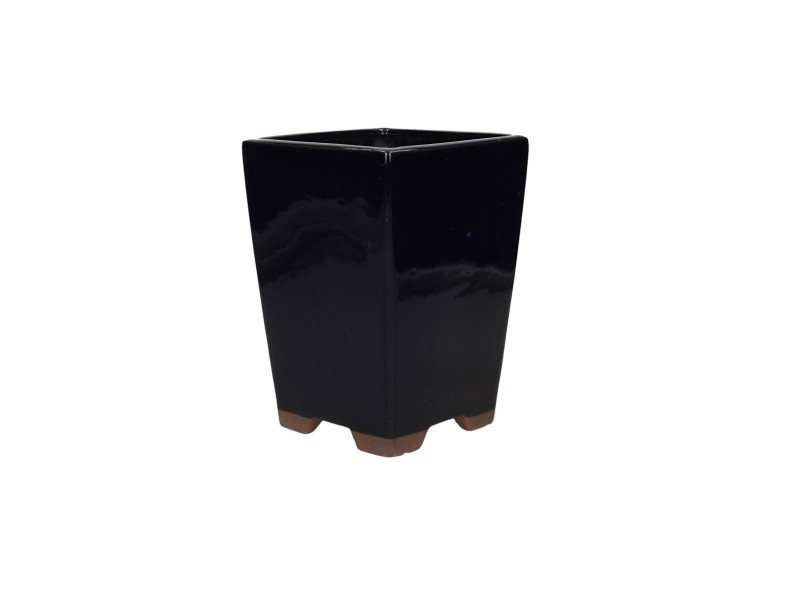 Pot carré en grès émaillé pour bonsaïs chinois - 13 cm