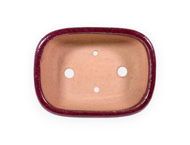 Pot rectangulaire en grès émaillé pour bonsaïs chinois - 16 cm