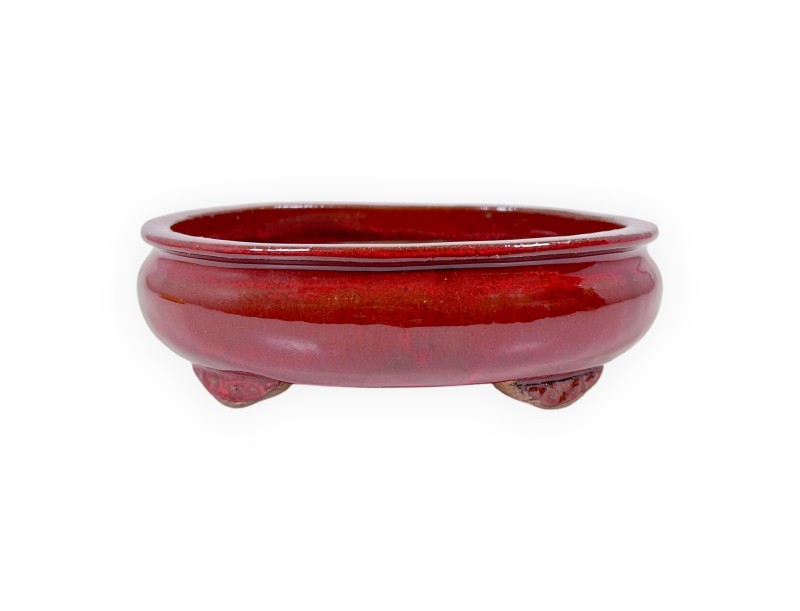 Oval glazed stoneware Chinese Bonsai pot - 15,5 cm