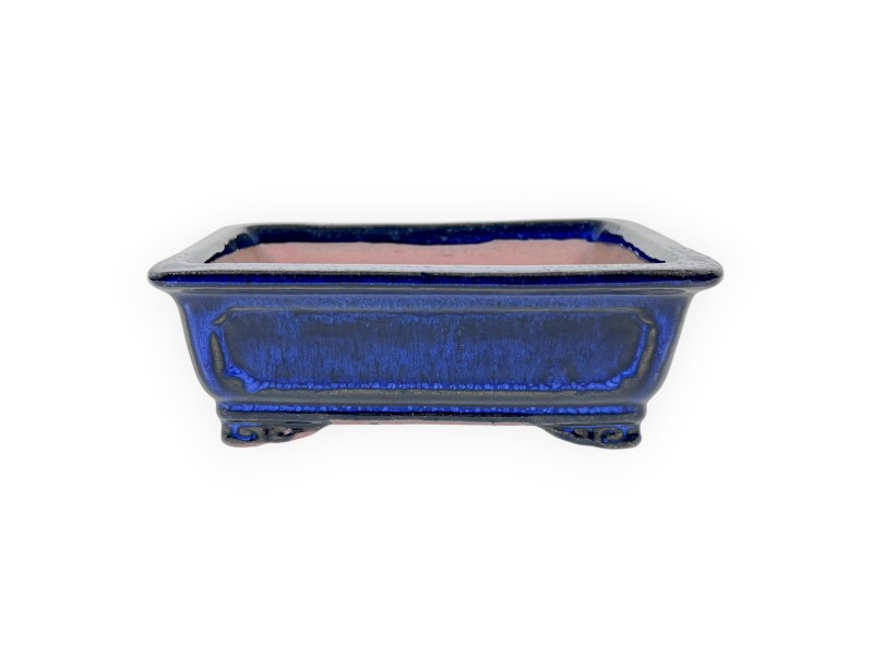 Pot rectangulaire en grès émaillé pour bonsaïs chinois - 16 cm