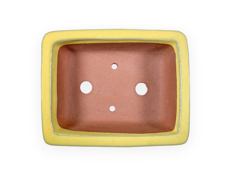 Pot rectangulaire en grès émaillé pour bonsaïs chinois - 16 cm