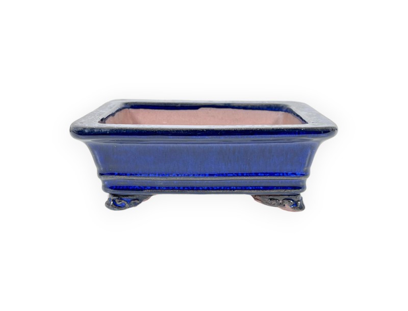 Pot rectangulaire en grès émaillé pour bonsaïs chinois - 16 cm