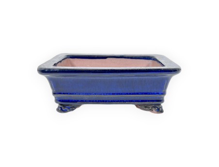 Pot rectangulaire en grès émaillé pour bonsaïs chinois - 16 cm