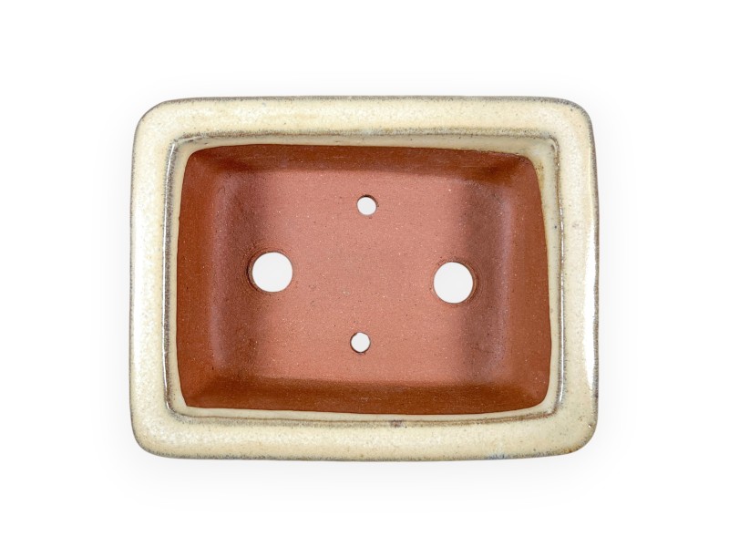 Pot rectangulaire en grès émaillé pour bonsaïs chinois - 16 cm