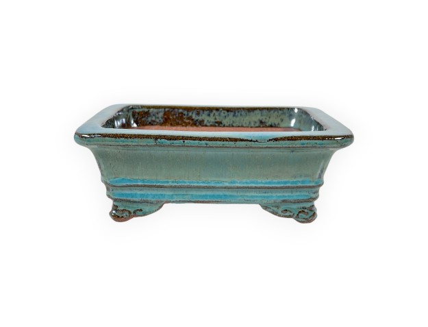 Rechthoekig geglazuurde steengoed Chinese Bonsai pot - 16 cm