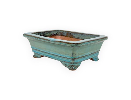 Rechthoekig geglazuurde steengoed Chinese Bonsai pot - 16 cm