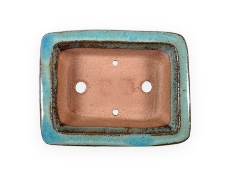Pot rectangulaire en grès émaillé pour bonsaïs chinois - 16 cm
