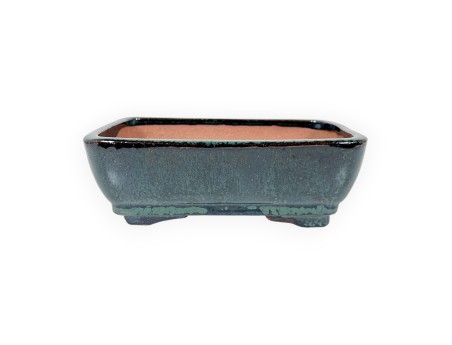 Pot rectangulaire en grès émaillé pour bonsaïs chinois - 16 cm
