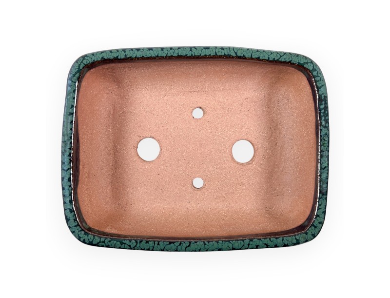 Pot rectangulaire en grès émaillé pour bonsaïs chinois - 16 cm