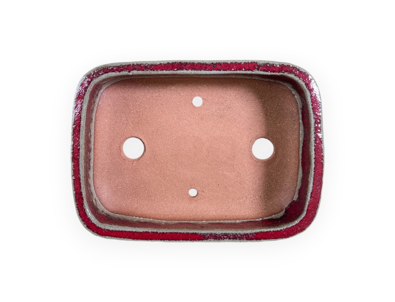 Pot rectangulaire en grès émaillé pour bonsaïs chinois - 15,5 cm
