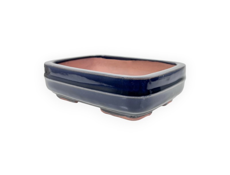 Pot rectangulaire en grès émaillé pour bonsaïs chinois - 15,5 cm