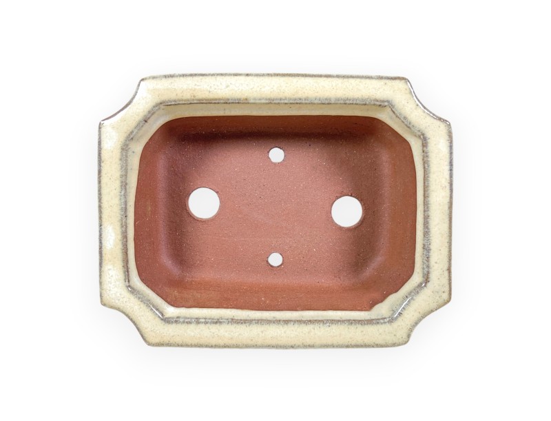 Pot rectangulaire en grès émaillé pour bonsaïs chinois - 16 cm
