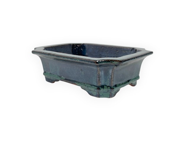 Pot rectangulaire en grès émaillé pour bonsaïs chinois - 16 cm 2